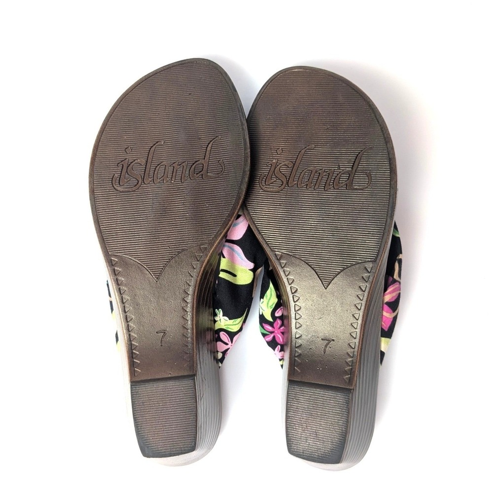Island Slipper Floral Wedge Flip Flop Sandals Made in Hawaii Resortwear Sz 7 - Picture 6 of 12